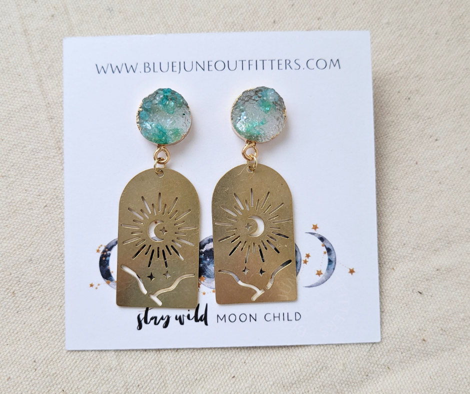 Boho Druzy Dangle Earrings | Bohemian Jewelry