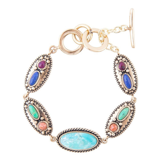 Concho Colorful Golden Link Bracelet
