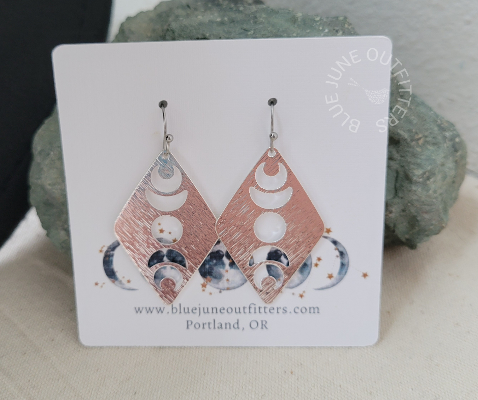 Boho Moon Phase Earrings | Hypoallergenic Bohemian Jewelry