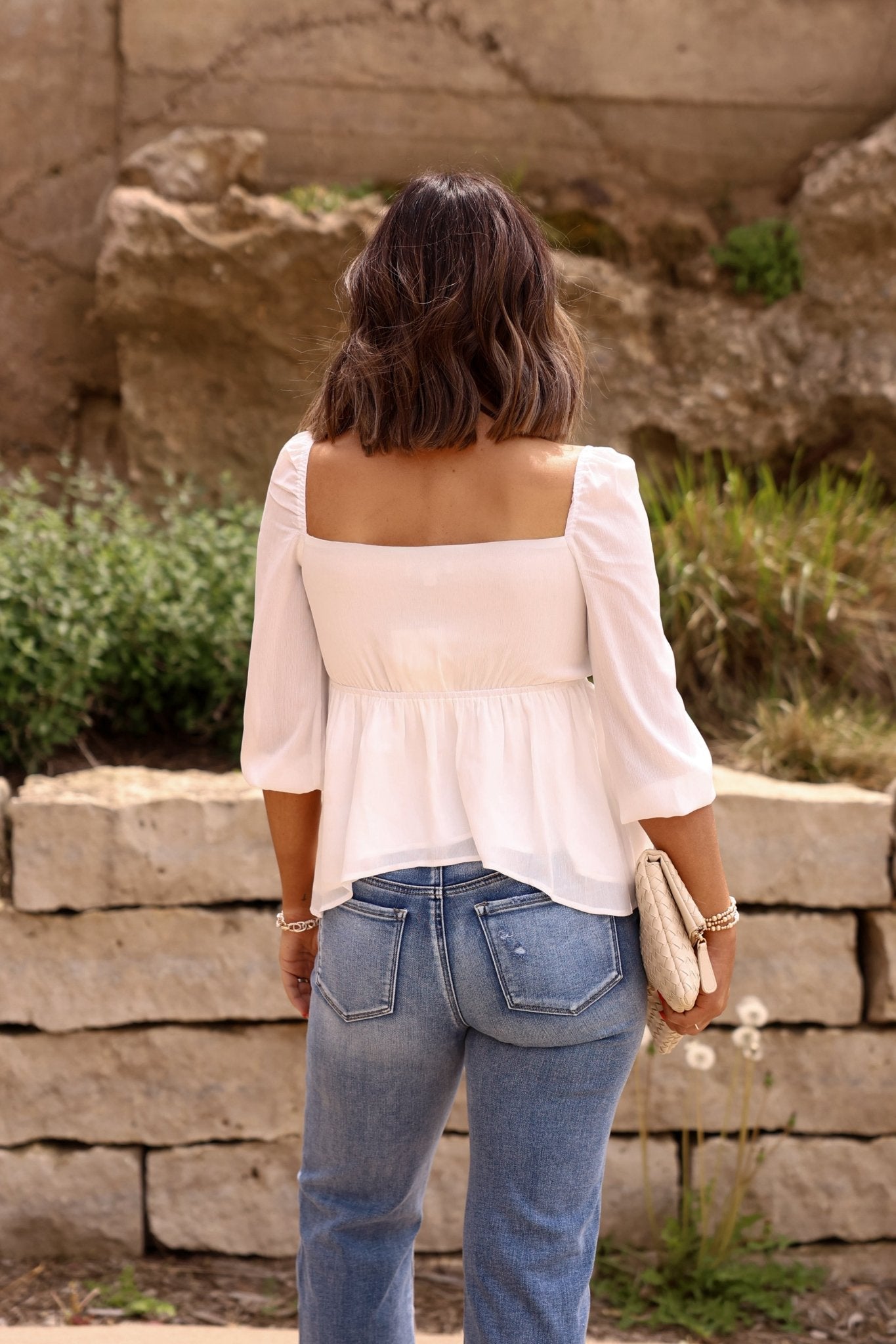 White Sweetheart Tie Front Blouse - FINAL SALE